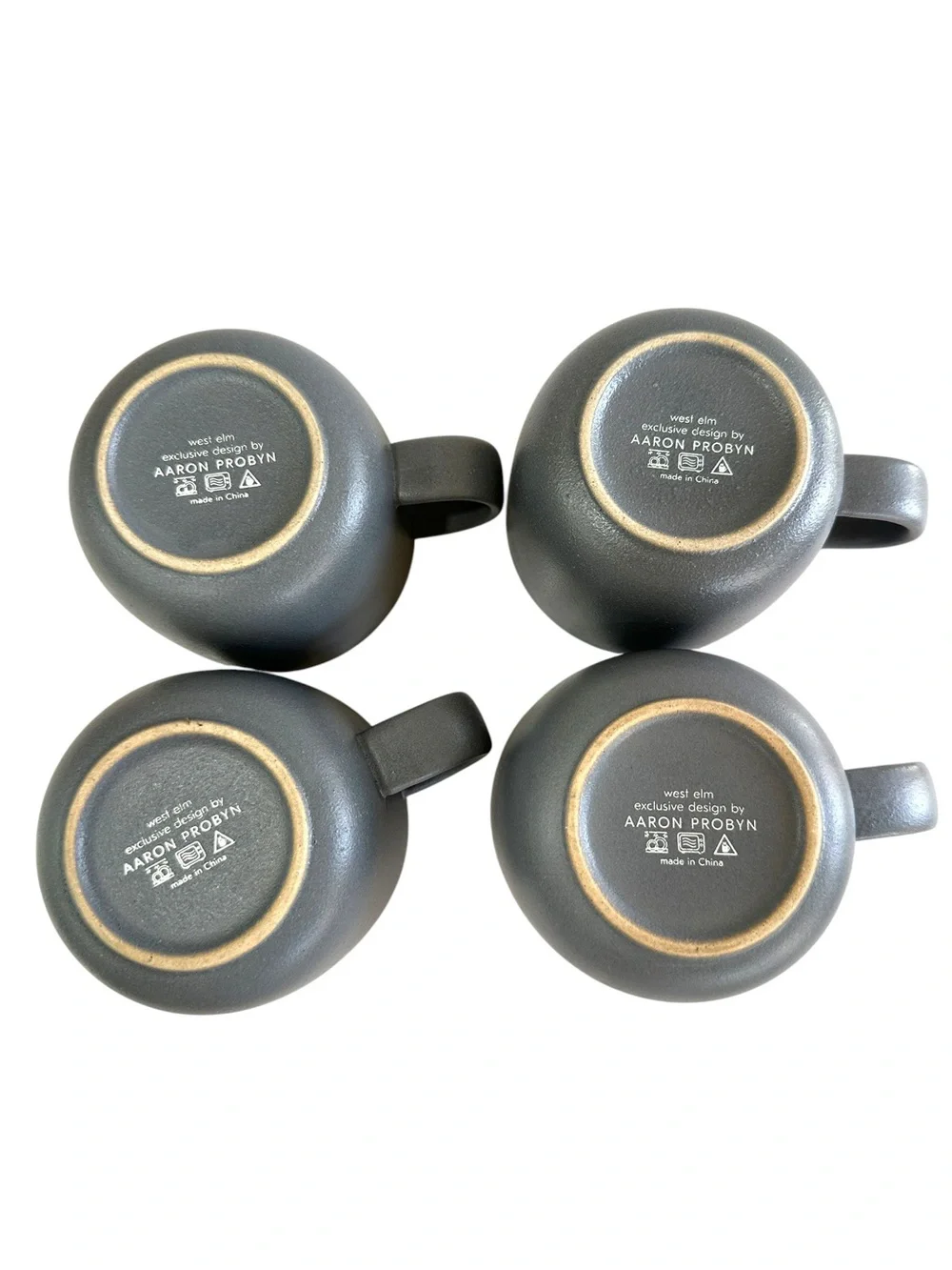 WEST ELM Aaron Probyn Kaloh Stoneware Mugs Set of 4 Anchor Gray Modern